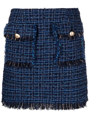 LIU JO frayed-edge bouclé miniskirt - Blue