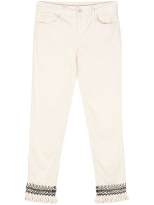 LIU JO fringed cotton jeans - Neutrals