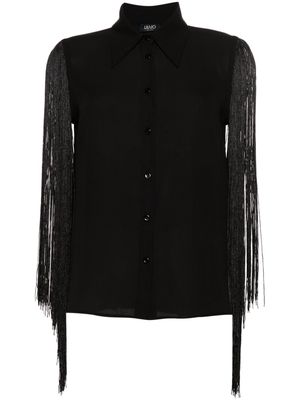 LIU JO fringed sleeveless shirt - Black