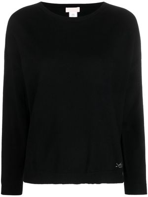 LIU JO gem-logo boat neck jumper - Black