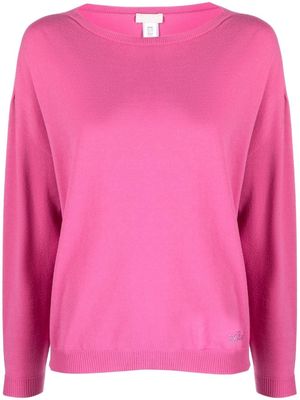 LIU JO gem-logo boat neck jumper - Pink