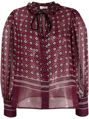 LIU JO geometric-print long-sleeve blouse - Pink