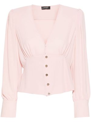 LIU JO Georgette gathered-detail blouse - Pink