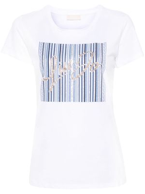 LIU JO glitter-logo T-shirt - White