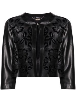 LIU JO guipure lace-detailing cropped jacket - Black