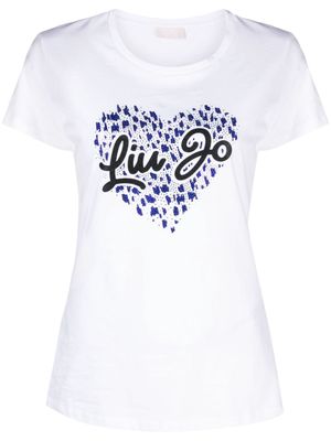 LIU JO heart-motif rhinestone-embellished T-shirt - White