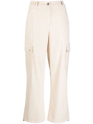 LIU JO high-waisted corduroy flared trousers - White
