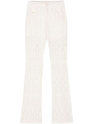 LIU JO high-waisted knitted flared trousers - Neutrals