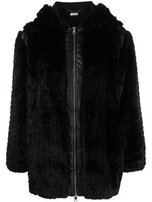 LIU JO hooded faux-fur jacket - Black