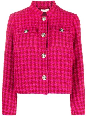 LIU JO houndstooth-pattern tweed jacket - Pink