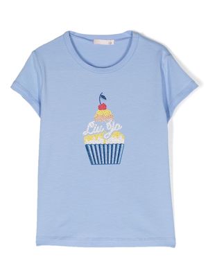 Liu Jo Kids cupcake-print cotton T-shirt - Purple