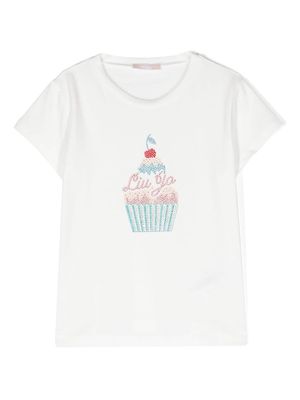 Liu Jo Kids cupcake-print cotton T-shirt - White