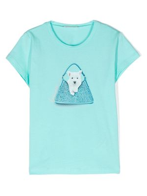 Liu Jo Kids dog-print cotton T-shirt - Blue