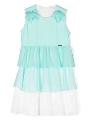 Liu Jo Kids floral-appliqué tiered dress - Blue