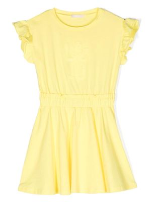 Liu Jo Kids logo-appliqué cotton dress - Yellow