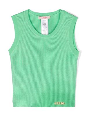 Liu Jo Kids logo-plaque ribbed tank top - Green