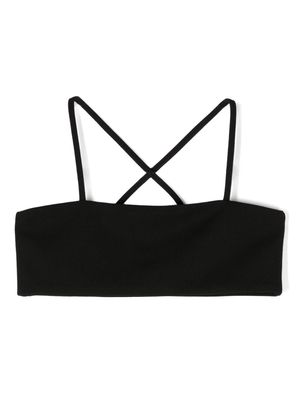 Liu Jo Kids square-neck crepe crop top - Black