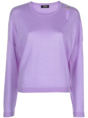 LIU JO knitted cut-out detail jumper - Purple