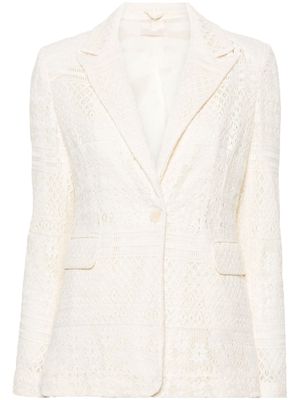 LIU JO knitted-overlay single-breasted blazer - Neutrals