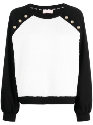 LIU JO knitted-panel button-details sweatshirt - Black