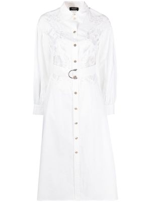 LIU JO lace-detail cotton shirtdress - White