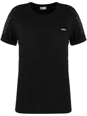 LIU JO lace-detail short-sleeve T-shirt - Black