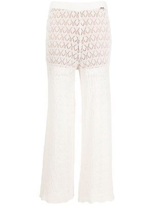 LIU JO layered open-knit trousers - White
