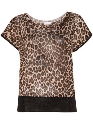 LIU JO leopard-print knitted top - Brown