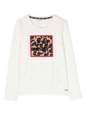 LIU JO leopard-print long-sleeve T-shirt - White