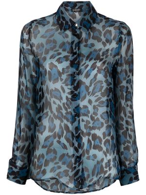 LIU JO leopard-print silk-blend shirt - Blue