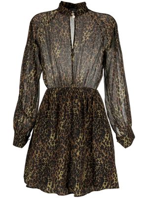LIU JO leopard-print silk flared minidress - Brown