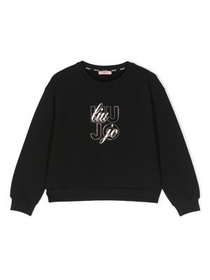 LIU JO logo-appliqué cotton sweatshirt - Black