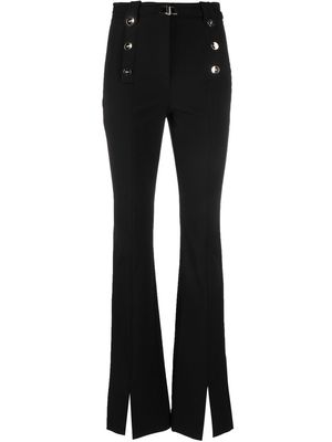 LIU JO logo-button embellished flared trousers - Black