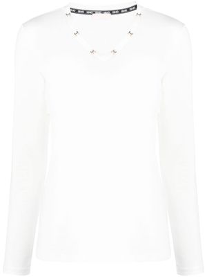 LIU JO logo-charm embellished cotton T-shirt - White