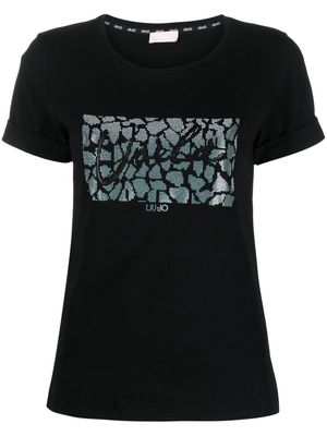 LIU JO logo-embellishment stretch-cotton T-shirt - Black