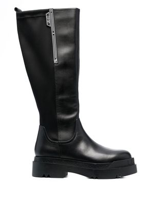 LIU JO logo-embossed leather boots - Black