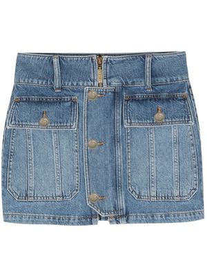 LIU JO logo-engraved-buttons denim skirt - Blue