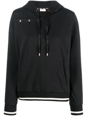 LIU JO logo-patch cotton hoodie - Black