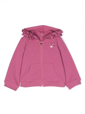 LIU JO logo-patch zipped hoodie - Pink