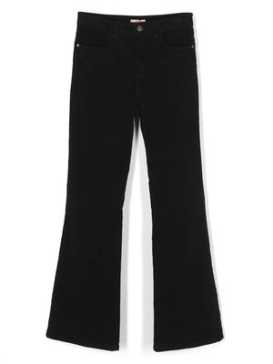LIU JO logo-plaque corduroy flared trousers - Black