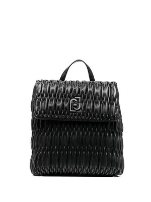 LIU JO logo-plaque faux-leather backpack - Black