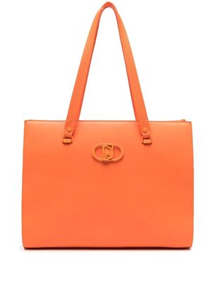 LIU JO logo-plaque faux leather tote bag - Orange
