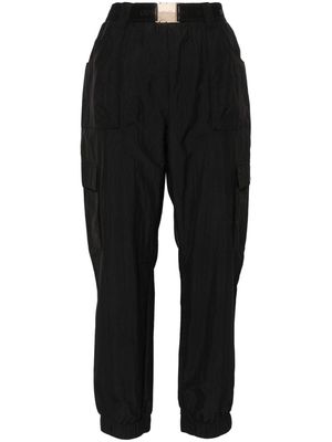 LIU JO logo-plaque poplin trousers - Black