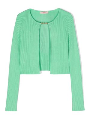 LIU JO logo-plaque ribbed cardigan - Green