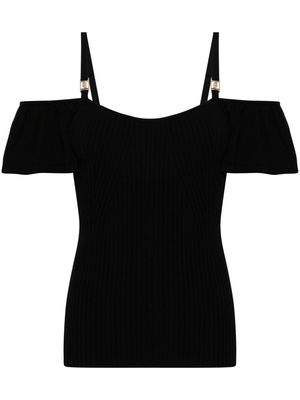 LIU JO logo-plaque ribbed top - Black