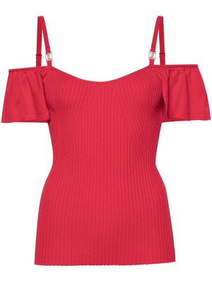 LIU JO logo-plaque ribbed top - Red