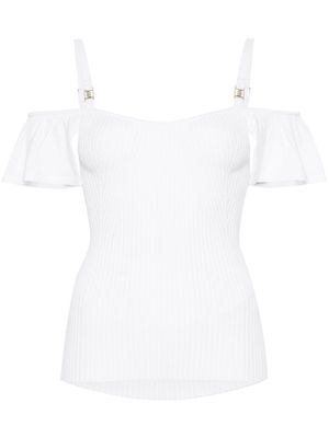 LIU JO logo-plaque ribbed top - White