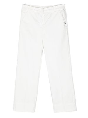 LIU JO logo-plaque straight-leg trousers - White