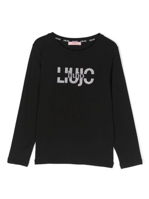 LIU JO logo-print rhinestone-embellished T-shirt - Black