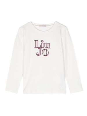 LIU JO logo-print rhinestone-embellished T-shirt - White